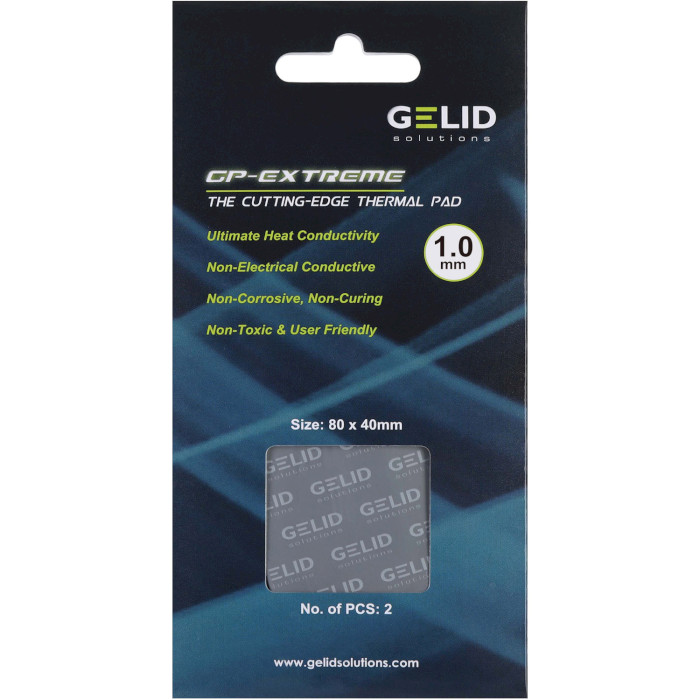 Набор термопрокладок GELID SOLUTIONS GP-Extreme Thermal Pad 80x40x1.0mm 2шт (TP-VP01-B)