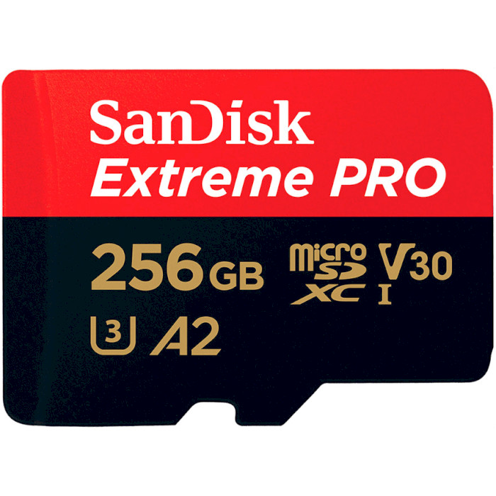 Карта пам'яті SANDISK microSDXC Extreme Pro 256GB UHS-I U3 V30 A2 Class 10 + SD-adapter (SDSQXCD-256G-GN6MA)