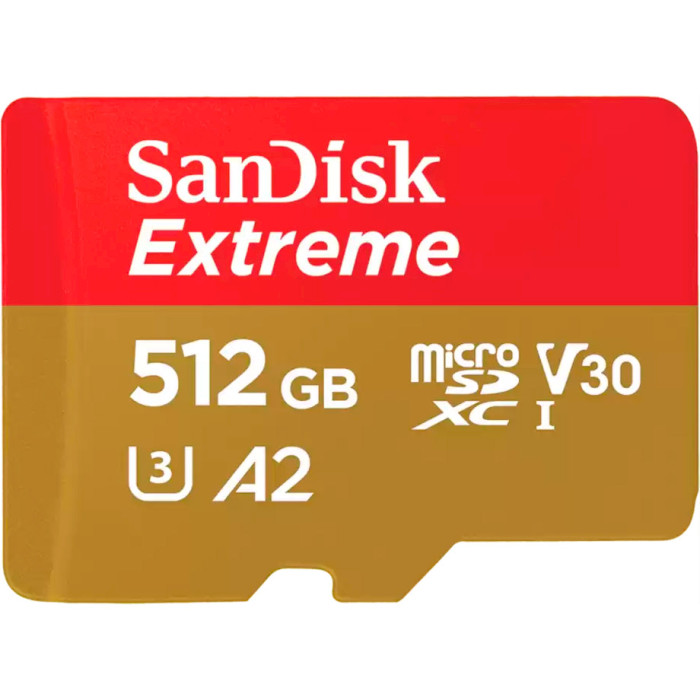 Карта пам'яті SANDISK microSDXC Extreme 512GB UHS-I U3 V30 A2 Class 10 (SDSQXAV-512G-GN6MN)