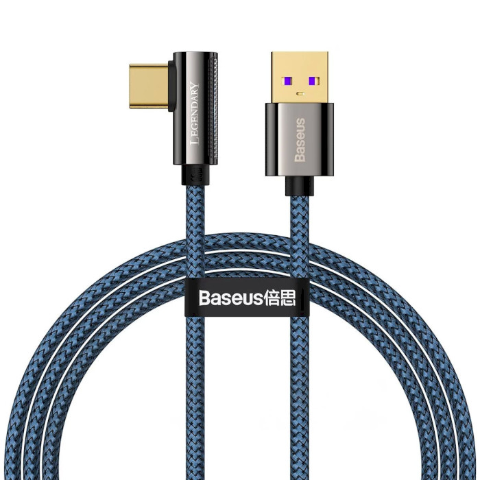 Кабель BASEUS Legend Series Elbow Fast Charging Data Cable USB to Type-C 66W 2м Blue (CACS000503)