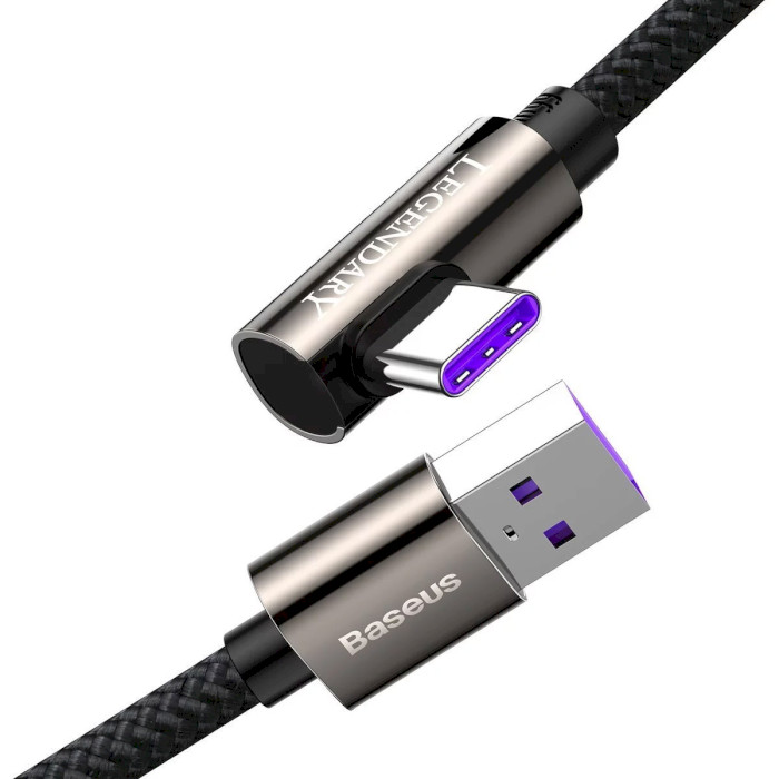 Кабель BASEUS Legend Series Elbow Fast Charging Data Cable USB to Type-C 66W 2м Black (CATCS-C01)