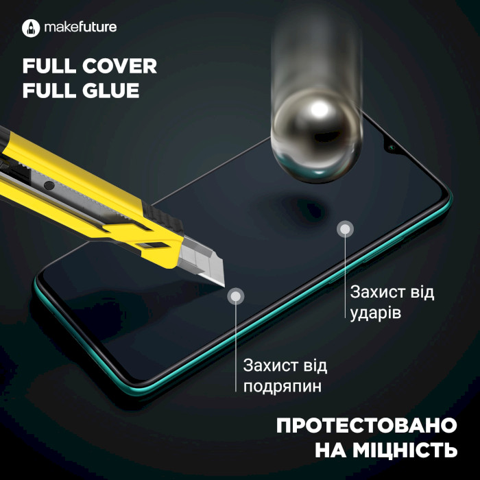 Защитное стекло MAKE Full Cover Full Glue для Galaxy A23 (MGF-SA23)