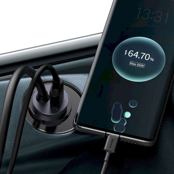 Автомобільний зарядний пристрій BASEUS Share Together PPS Fast Charging Car Charger with Extension Cord 120W Gray (CCBT-A0G)