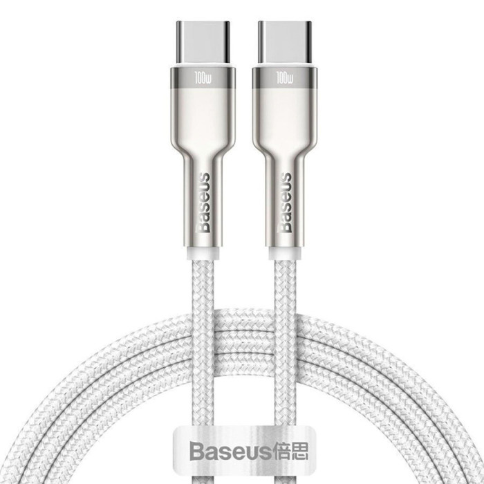Кабель BASEUS Cafule Metal Data Cable Type-C to Type-C 100W 1м White (CATJK-C02)