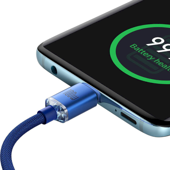 Кабель BASEUS Crystal Shine Fast Charging Data Cable Type-C to Type-C 100W 2м Blue (CAJY000703)