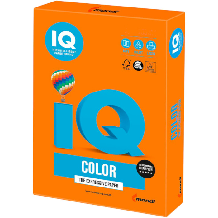 Офисная цветная бумага MONDI IQ Color Intensive Orange A4 80г/м² 500л (OR43/A4/80/IQ)