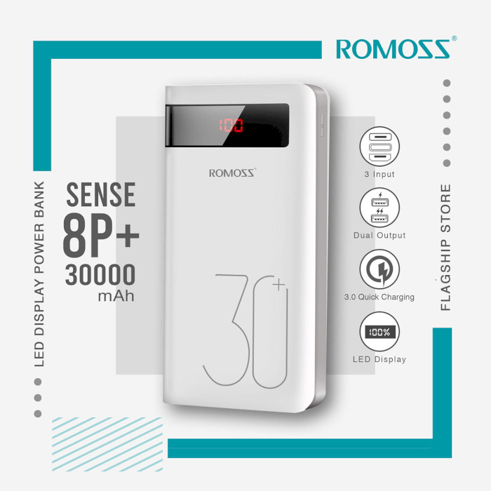 Повербанк ROMOSS Sense 8P+ 30000mAh White (PHP30-515-1134)
