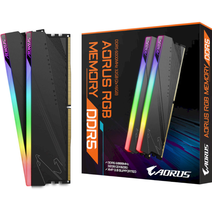 Модуль пам'яті AORUS RGB DDR5 6000MHz 32GB Kit 2x16GB (ARS32G60D5R)