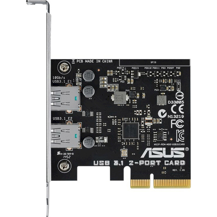 Контроллер ASUS 2-Port USB 3.1 PCI-e Card Type A (90MC0360-M0EAY0)