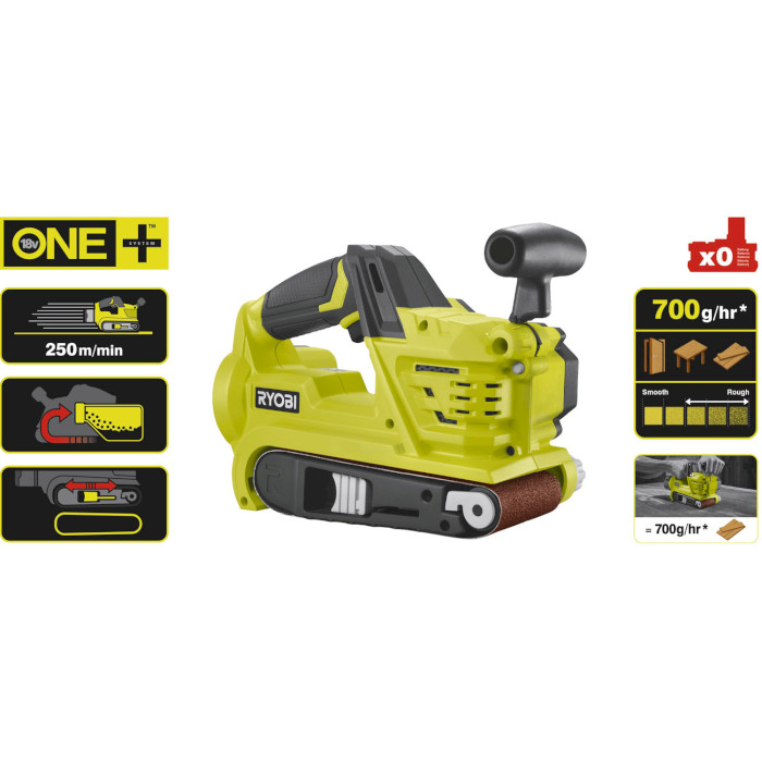 Ленточная шлифмашина аккумуляторная RYOBI One+ R18BS-0 (5133002916)