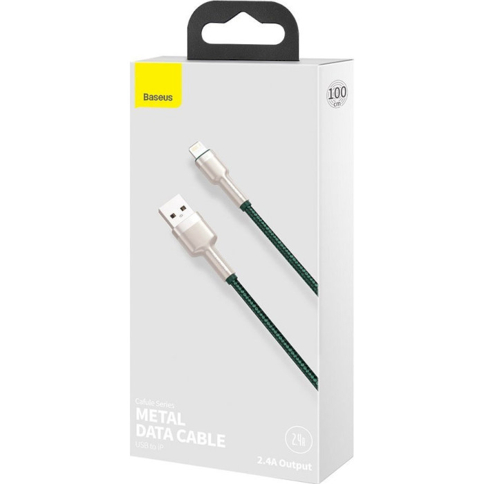 Кабель BASEUS Cafule Metal Data Cable USB for Lightning 1м Green (CALJK-A06)