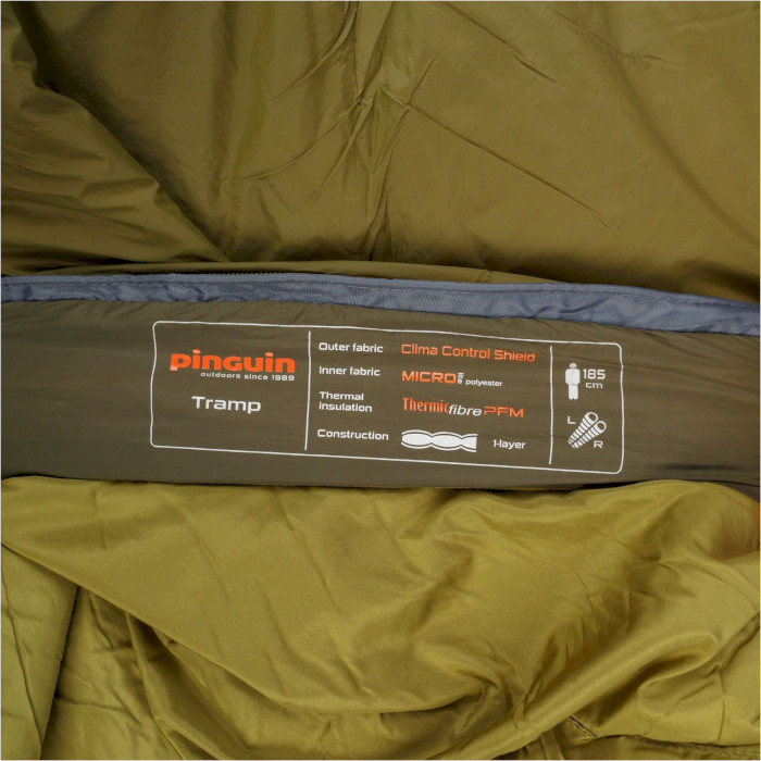 Спальный мешок PINGUIN Tramp 185 +7°C Khaki Right (237245)