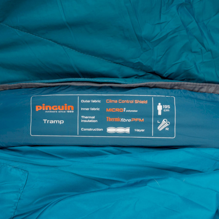 Спальный мешок PINGUIN Tramp 185 +7°C Petrol Left (237160)