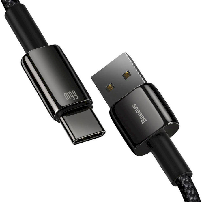 Кабель BASEUS Tungsten Gold Fast Charging Data Cable USB to Type-C 66W 1м Black (CATWJ-B01)