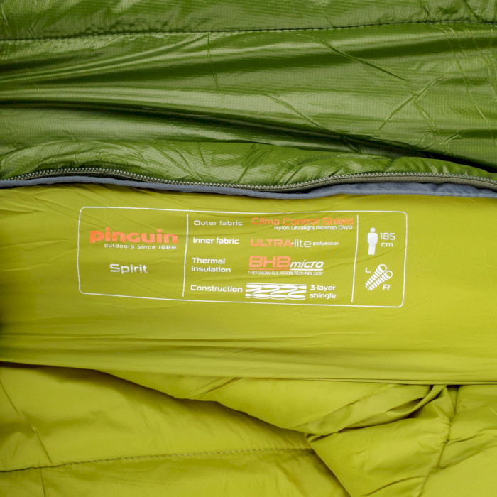 Спальный мешок PINGUIN Spirit 185 -12°C Green Right (232240)