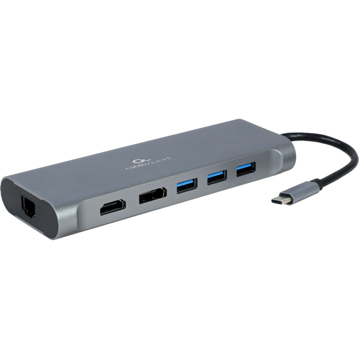 Порт-реплікатор CABLEXPERT 8-in-1 USB-C to HDMI/DP/VGA/USB3.0/PD/LAN/AUX/CR Space Gray (A-CM-COMBO8-01)