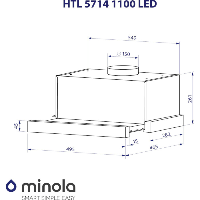 Витяжка MINOLA HTL 5714 WH 1100 LED