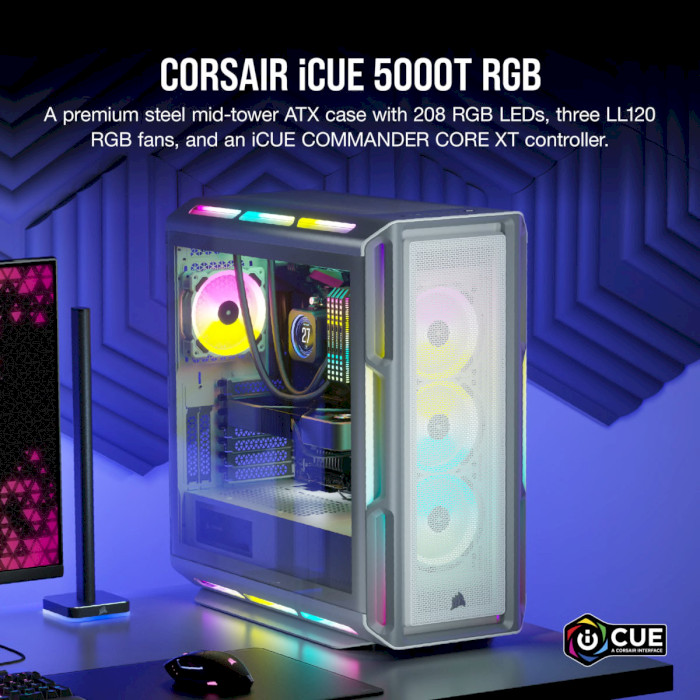 Корпус CORSAIR iCUE 5000T RGB Tempered Glass White (CC-9011231-WW)
