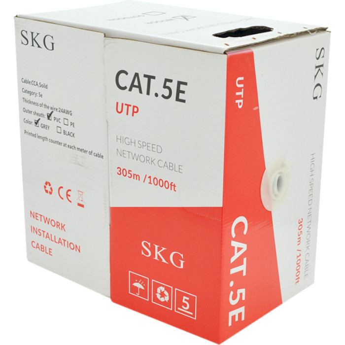 Кабель мережевий SKG UTP Cat.5e 4x2x0.50 ССА White 305м