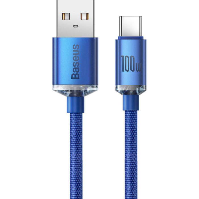 Кабель BASEUS Crystal Shine Series Fast Charging Data Cable USB to Type-C 100W 2м Blue (CAJY000503)