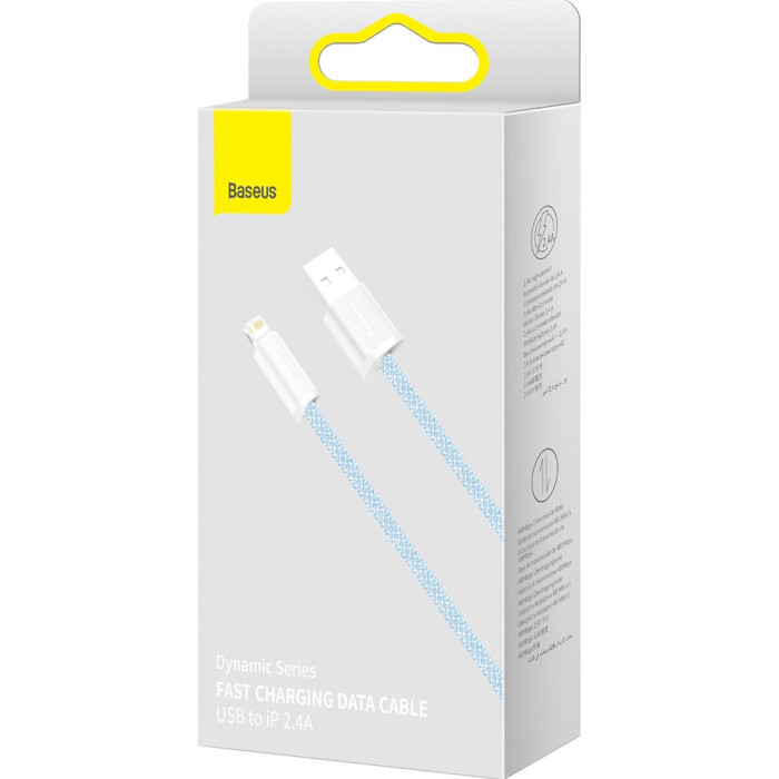 Кабель BASEUS Dynamic Series Fast Charging Data Cable USB to iP 2.4A 2м Blue (CALD000503)