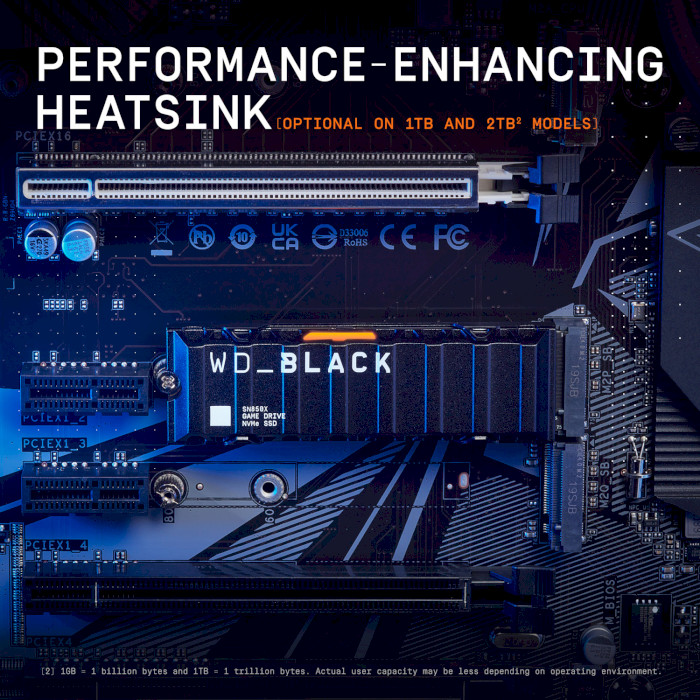 SSD диск WD Black SN850X w/heatsink 2TB M.2 PCIe (WDS200T2XHE)
