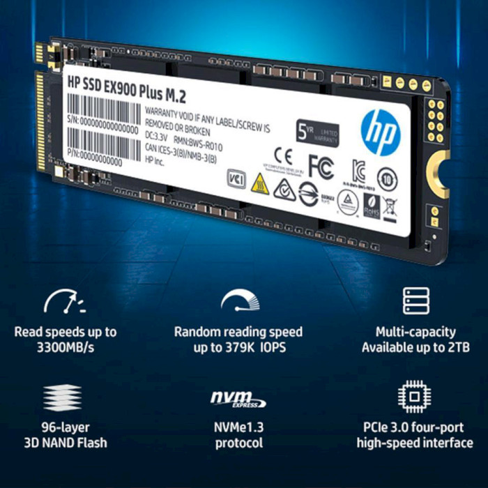 SSD диск HP EX900 Plus 512GB M.2 NVMe (35M33AA)