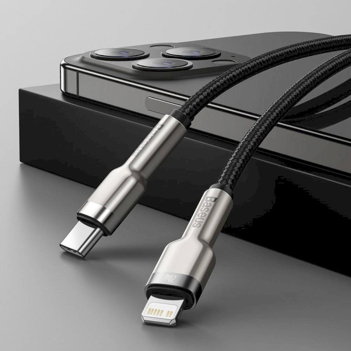 Кабель BASEUS Cafule Metal Data Cable Type-C to Lightning PD 20W 0.25м Black (CATLJK-01)