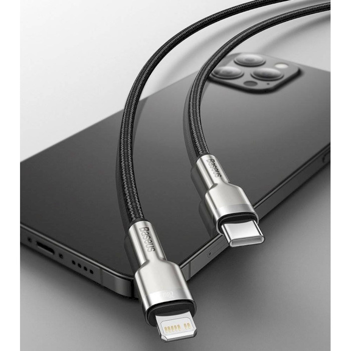 Кабель BASEUS Cafule Metal Data Cable Type-C to Lightning PD 20W 0.25м Black (CATLJK-01)