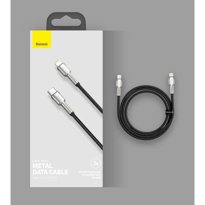 Кабель BASEUS Cafule Metal Data Cable Type-C to Lightning PD 20W 0.25м Black (CATLJK-01)