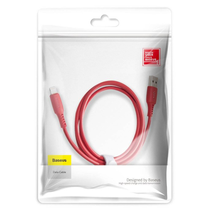 Кабель BASEUS Colourful Cable USB to Lightning 2.4A 1.2м Red (CALDC-09)