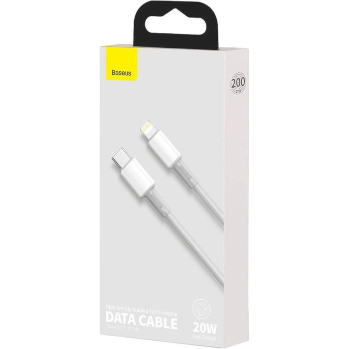 Кабель BASEUS High Density Braided Fast Charging Data Cable Type-C to Lightning 20W 2м White (CATLGD-A02)