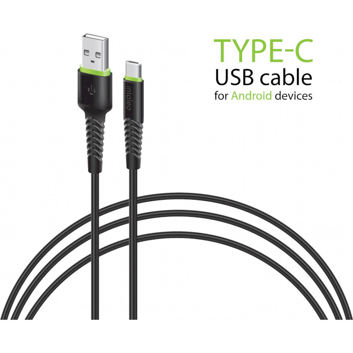 Кабель INTALEO CBFLEXT1 USB-A to Type-C 1.2м Black (1283126487484)