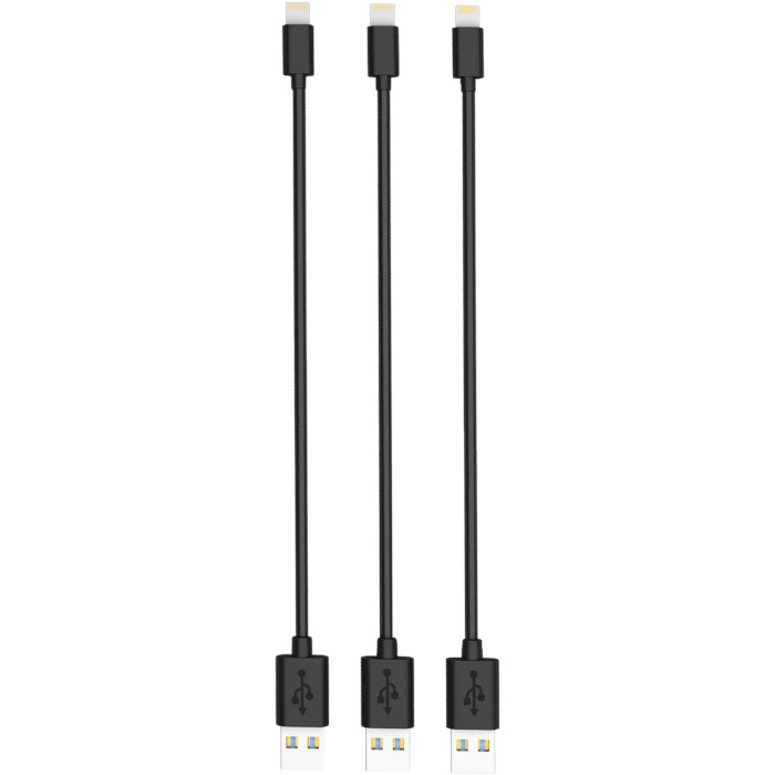 Кабель TIMSTOOL Charge & Sync USB to Lightning 3-pack 0.21м Black (DC21-LT-BL)