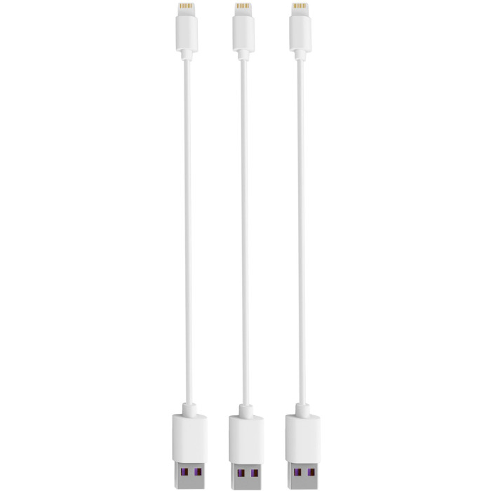 Кабель TIMSTOOL Charge & Sync USB to Lightning 3-pack 0.21м White (DC21-LT-WT)