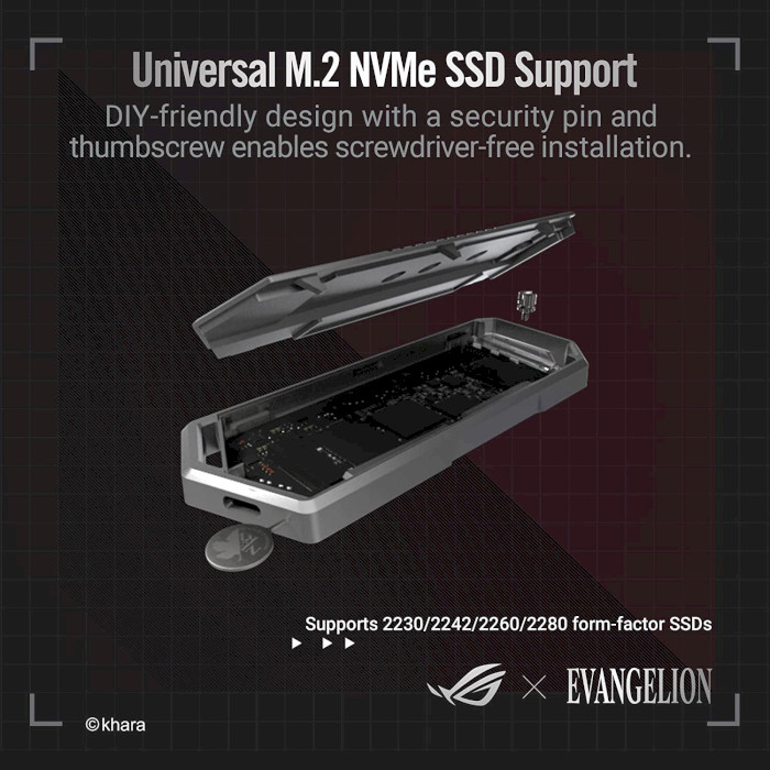 Кишеня зовнішня ASUS ROG Strix Arion EVA Edition M.2 SSD to USB 3.2 (90DD02H2-M09000)