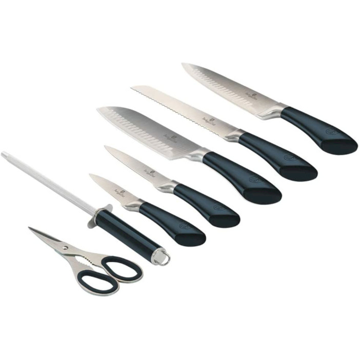 Набор кухонных ножей на подставке BERLINGER HAUS Metallic Line Aquamarine Edition 8пр (BH-2415)