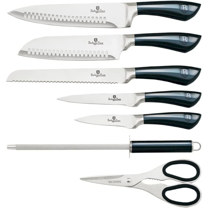 Набір кухонних ножів на підставці BERLINGER HAUS Metallic Line Aquamarine Edition 8пр (BH-2415)