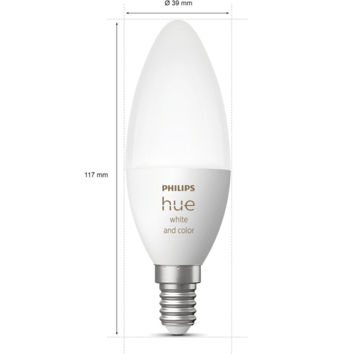 Комплект розумних ламп PHILIPS HUE White and Color Ambiance E14 5W 2000-6500K 2шт (929002294210)