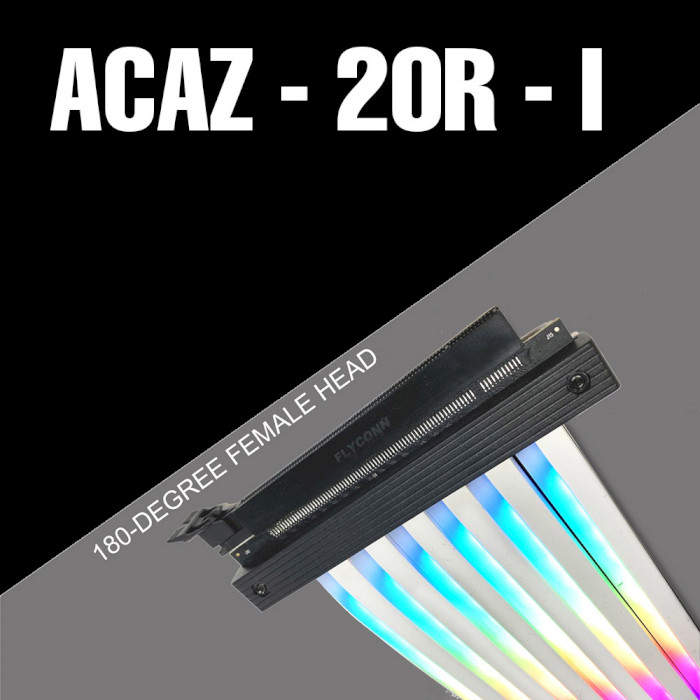 Райзер для вертикального встановлення відеокарти AZZA ARGB PCI-e 3.0 Riser Cable 180-degree Female Head (ACAZ-20R-I)