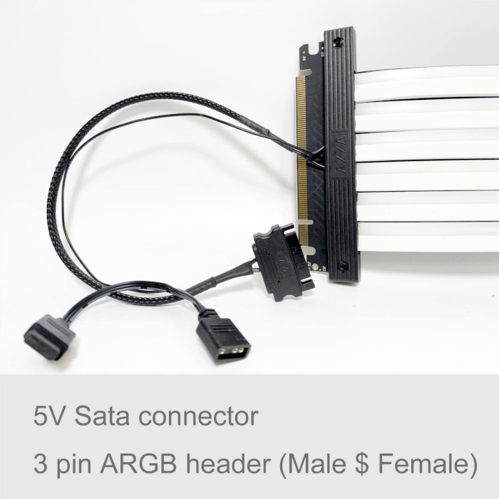 Райзер-кабель AZZA ARGB PCIe 3.0 Riser Cable 90-degree Female Head 20см