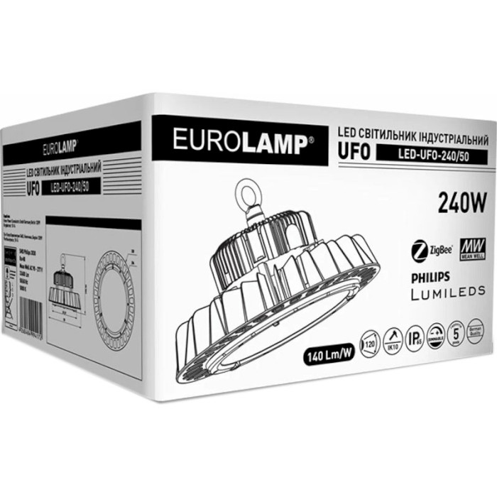 Світильник індустріальний EUROLAMP LED UFO IP65 240W 5000K (LED-UFO-240/50)