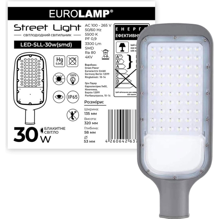 Консольний світильник EUROLAMP LED 30W 5500K IP65 (LED-SLL-30W(SMD))