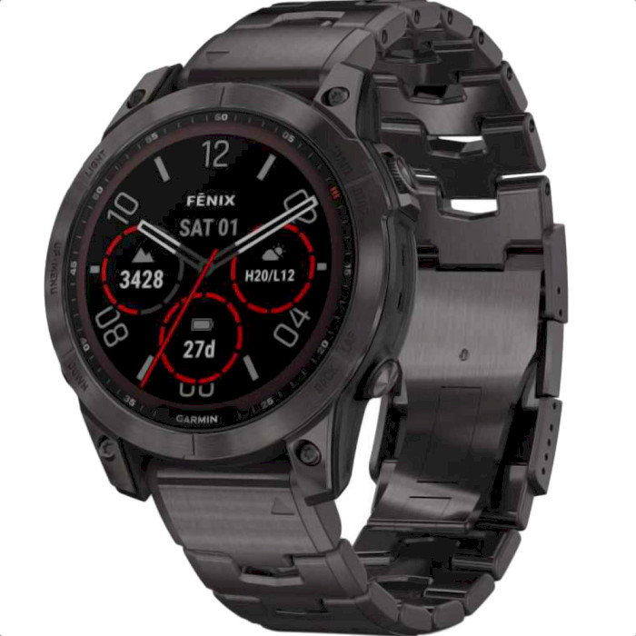 Смарт-часы GARMIN Fenix 7 Sapphire Solar 47mm Carbon Gray DLC Titanium with DLC Titanium Band Bundle (010-02540-39)