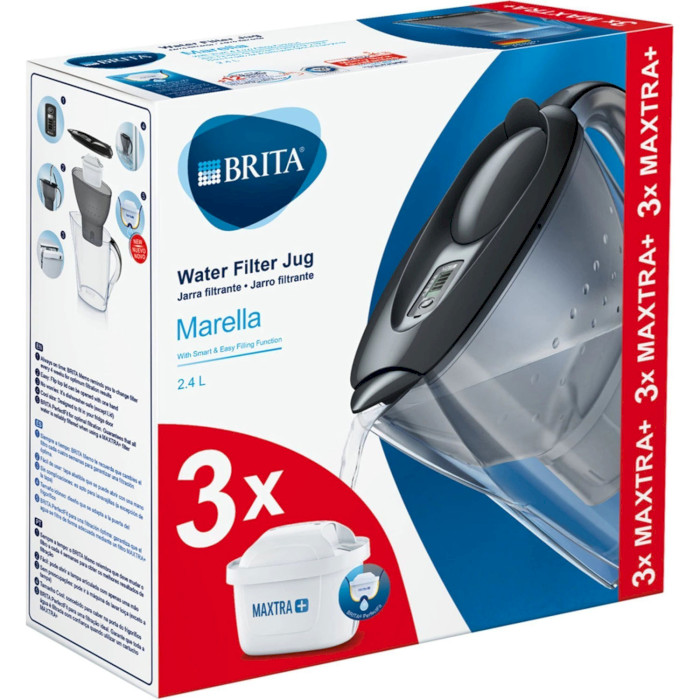 Фильтр-кувшин для воды BRITA Marella Memo MX Graphite 2.4л + 3 картриджа (1039274)