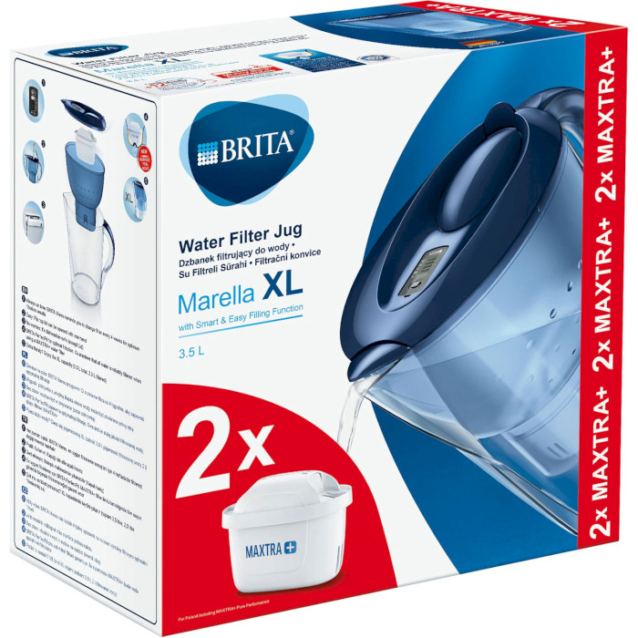 Фільтр-глечик для води BRITA Marella XL Memo MX Blue 3.5л + 2 картриджа (1040565)
