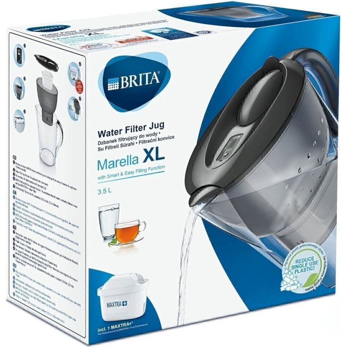 Фильтр-кувшин для воды BRITA Marella XL Memo MX Graphite 3.5л (1040412)