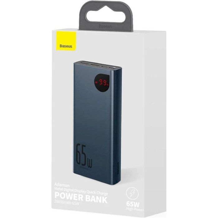 Повербанк BASEUS Adaman Metal Digital Display Quick Charge Power Bank 65W 20000mAh Blue (PPIMDA-D03)