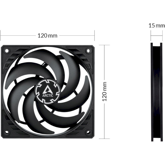 Комплект вентиляторів ARCTIC P12 Slim PWM PST Black 3-Pack (ACFAN00275A)