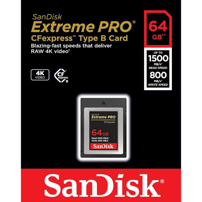 Карта памяти SANDISK CFexpress Type B Extreme Pro 64GB (SDCFE-064G-GN4NN)